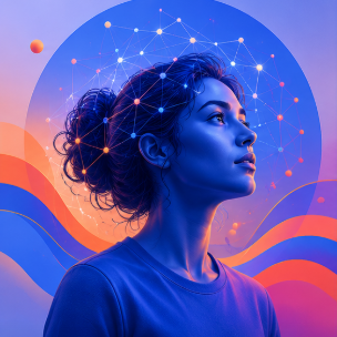 Imagen de perfil con cerebro conectado digitalmente, simbolizando innovación tecnológica y pensamiento crítico.